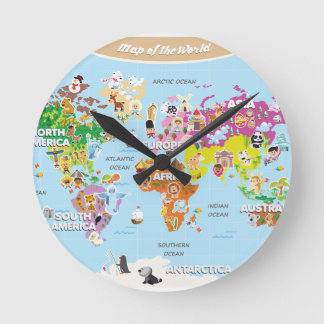 World Map For Kids - Cute and Fun Ronde Klok