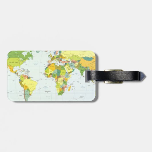 World Map Globe Country Atlas Bagagelabel (Achterkant horizontaal)