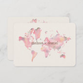 World Map in Pink Shades for Wedding or Event Kaart (Voorkant / Achterkant)