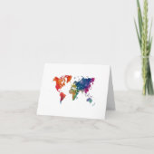 World map in watercolor bedankkaart (Voorkant)