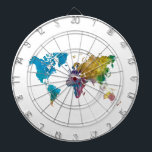 World map in watercolor dartbord<br><div class="desc">Watercolor world map with vibrant colors and a perfect finish</div>