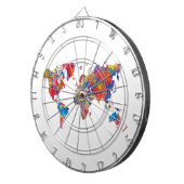 World map in watercolor dartbord (Voorkant Rechts)