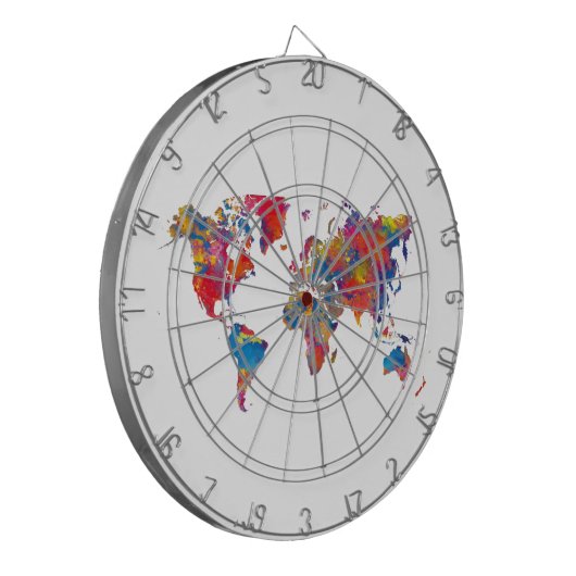 World map in watercolor dartbord (Voorkant Links)