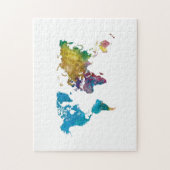 World map in watercolor legpuzzel (Verticaal)