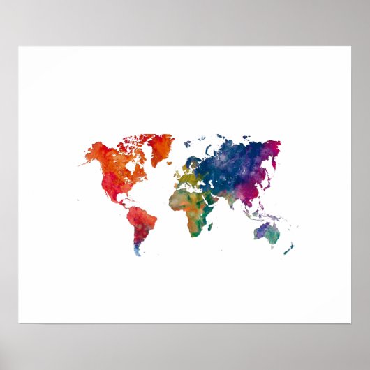 World map in watercolor poster (Voorkant)