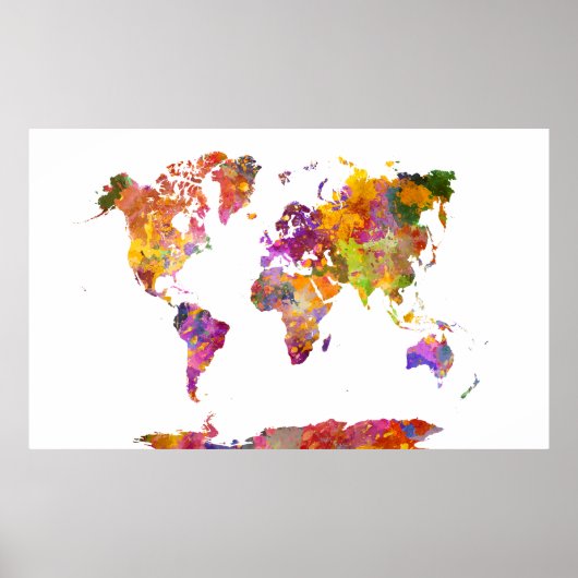 World map in watercolor poster (Voorkant)