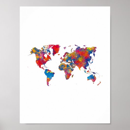 World map in watercolor poster (Voorkant)