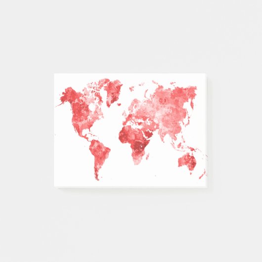 World map in watercolor Red Post-it® Notes (Voorkant)