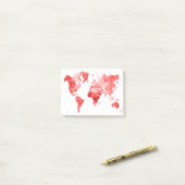 World map in watercolor Red Post-it® Notes (Op bureau)