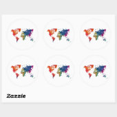 World map in watercolor ronde sticker (Vel)