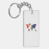 World map in watercolor sleutelhanger (Voorkant Links)