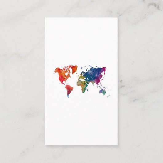 World map in watercolor visitekaartje (Voorkant)