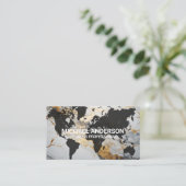 World Map | Marmeren achtergrond Visitekaartje (Staand voorkant)