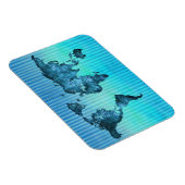 World Map | Neon Blue Stripes Magneet (Rechterzijde)