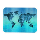 World Map | Neon Blue Stripes Magneet (Horizontaal)