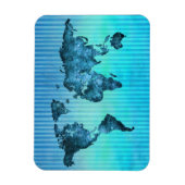 World Map | Neon Blue Stripes Magneet (Verticaal)