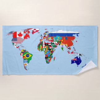 World Map of Flags Beach Towel Strandlaken