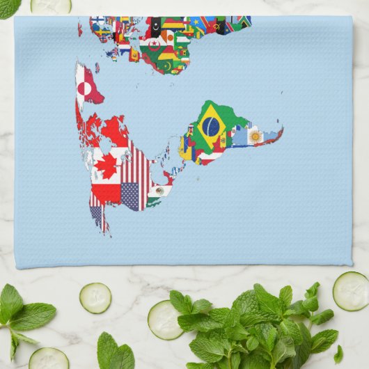 World Map of Flags Kitchen Towels Theedoek (Gevouwen)