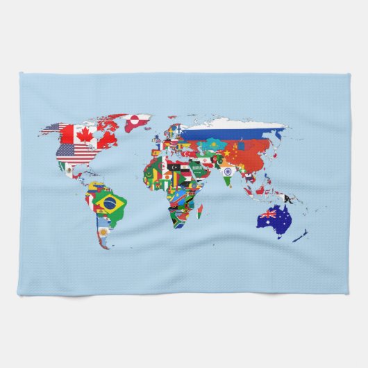 World Map of Flags Kitchen Towels Theedoek (Horizontaal)