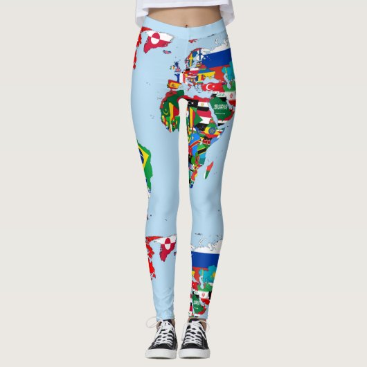 World Map of Flags Leggings (Voorkant)