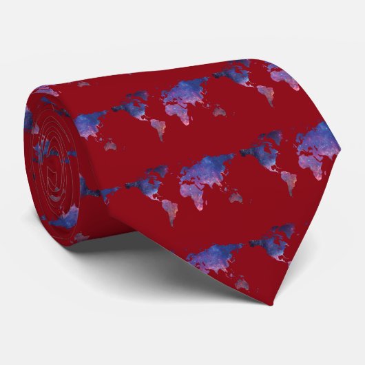 World Map Stropdas (Opgerold)