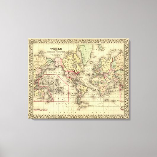 World Map with Explorers' sea routes Canvas Afdruk (Voorkant)