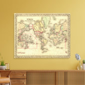 World Map with Explorers' sea routes Canvas Afdruk (Insitu (Woonkamer))