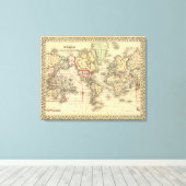 World Map with Explorers' sea routes Canvas Afdruk (Insitu (Houten vloer))