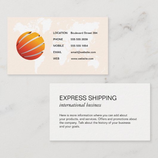 World Map | Zakelijke Logo Visitekaartje (Voorkant / Achterkant)