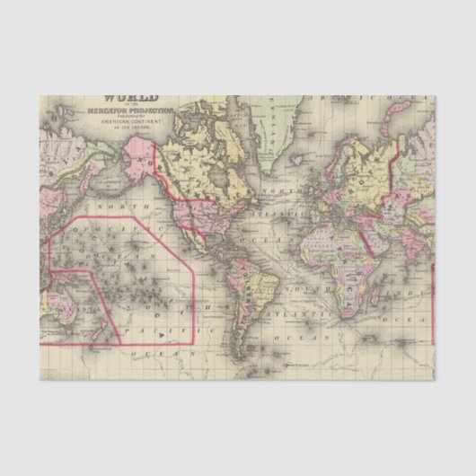 World Mercator proj 2 Tissuepapier (Voorkant)