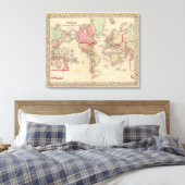 World Mercator proj Map door Mitchell Canvas Afdruk (Insitu (Slaapkamer))