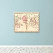 World Mercator proj Map door Mitchell Canvas Afdruk (Insitu (Houten vloer))