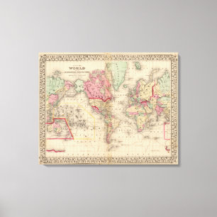 World Mercator proj Map door Mitchell Canvas Afdruk