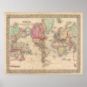 World Mercator proj Map door Mitchell Poster