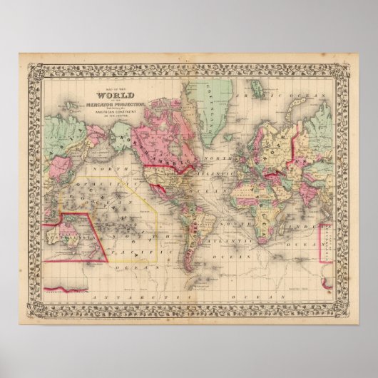 World Mercator proj Map door Mitchell Poster (Voorkant)