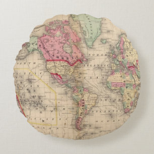World Mercator proj Map door Mitchell Rond Kussen