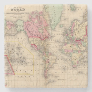 World Mercator proj Map door Mitchell Stenen Onderzetter