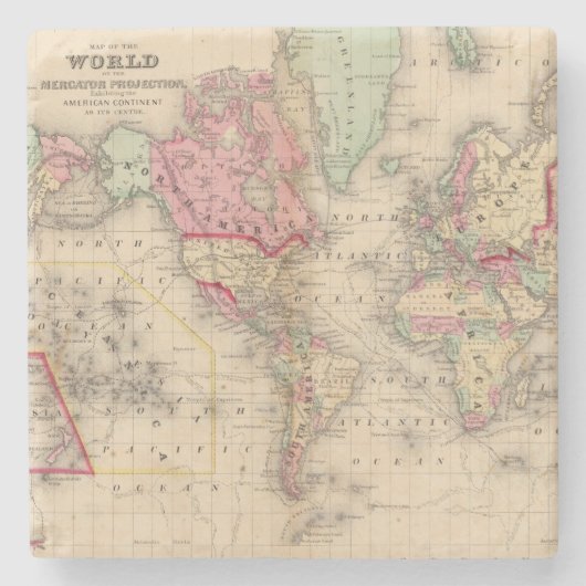 World Mercator proj Map door Mitchell Stenen Onderzetter (Voorkant)