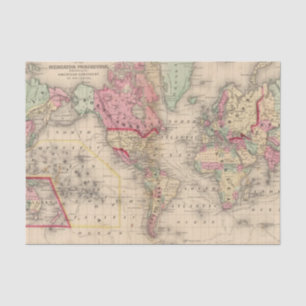 World Mercator proj Map door Mitchell Tissuepapier