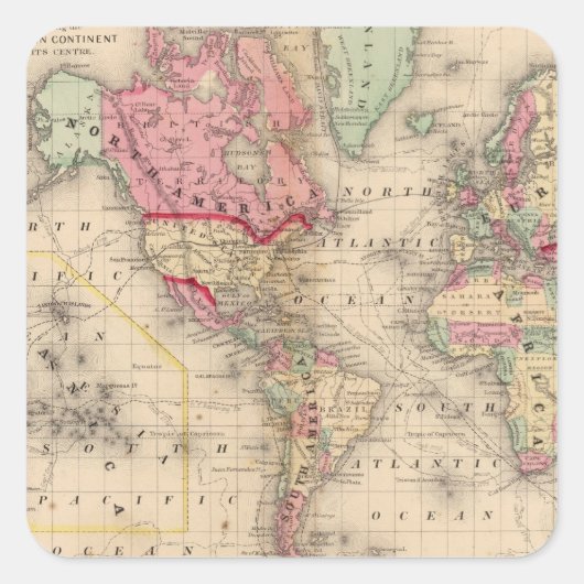 World Mercator proj Map door Mitchell Vierkante Sticker (Voorkant)