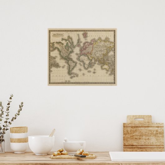 World, Mercator's Projection 2 Poster (Keuken)