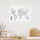 World Metro Subway Map Poster (Keuken)