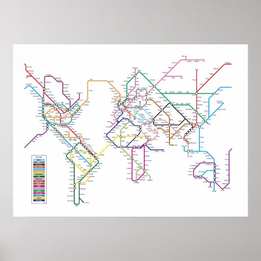 World Metro Subway Map Poster (Voorkant)