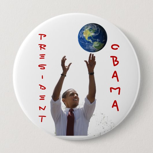 World Obama, OBAMA, PRESIDENT Ronde Button 4,0 Cm (Voorkant)