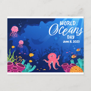 World Oceans Day Underwater Scene Aangepaste tekst Briefkaart
