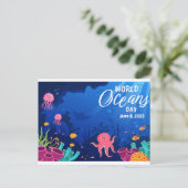 World Oceans Day Underwater Scene Aangepaste tekst Briefkaart (Staand voorkant)