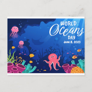 World Oceans Day Underwater Scene Aangepaste tekst Briefkaart