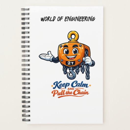 World of Engineering Keep Calm Pull Chain Notebook Planner (Voorkant)
