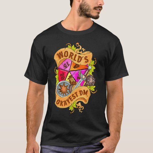 World Okayest Dm D20 Dice Gaming Rpg Board Games T-shirt (Voorkant)