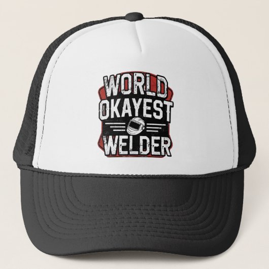 World Okayest Welder Retro Distressed Welder Trucker Pet (Voorkant)
